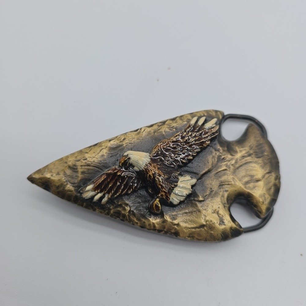 Vintage 1991 American Eagle on Native American Arrow Head Metal Heavy Colored - Picture 7 of 7